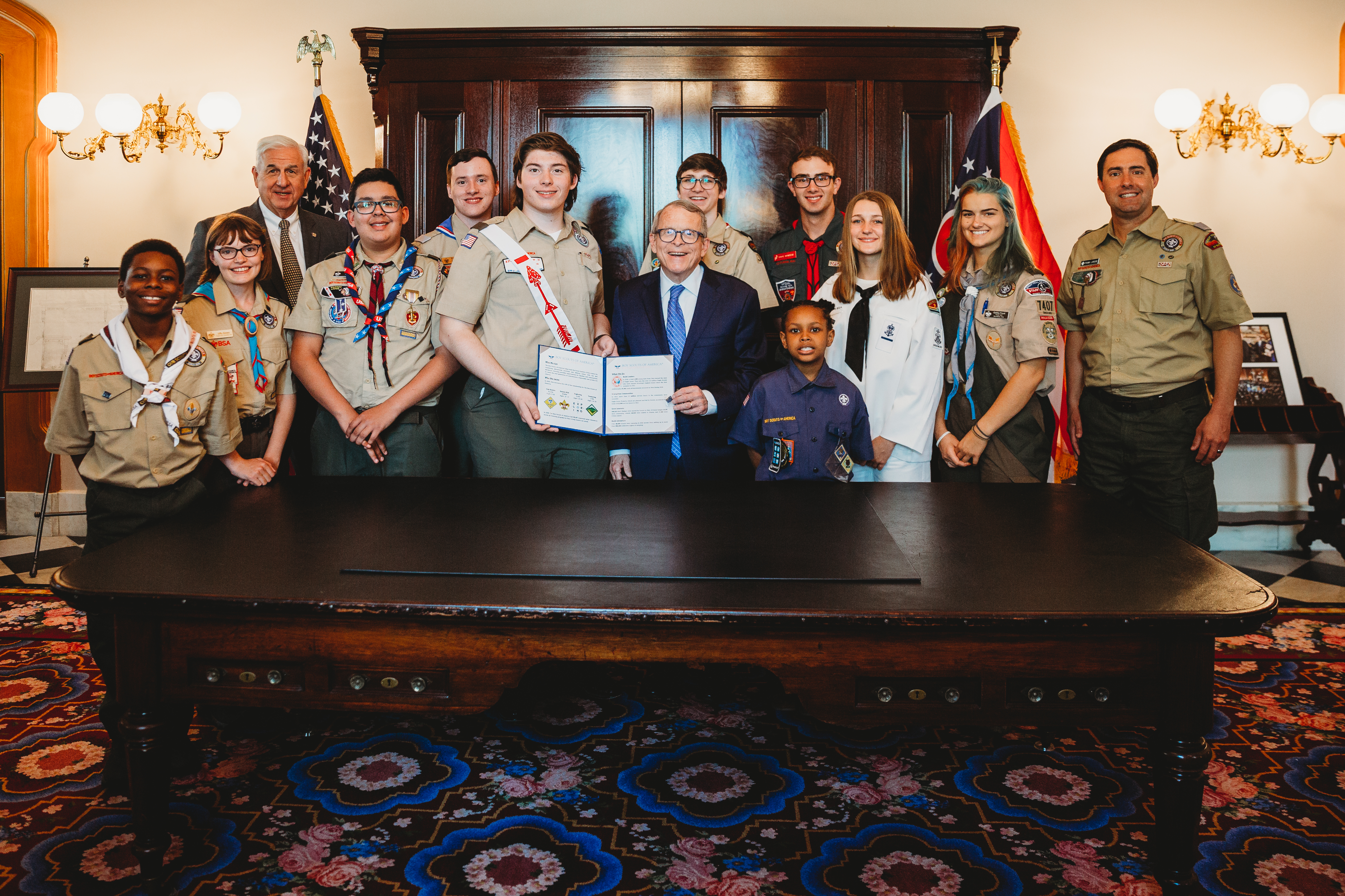 Photo of the Ohio delegation for the Report to the State with Governor Mike DeWine